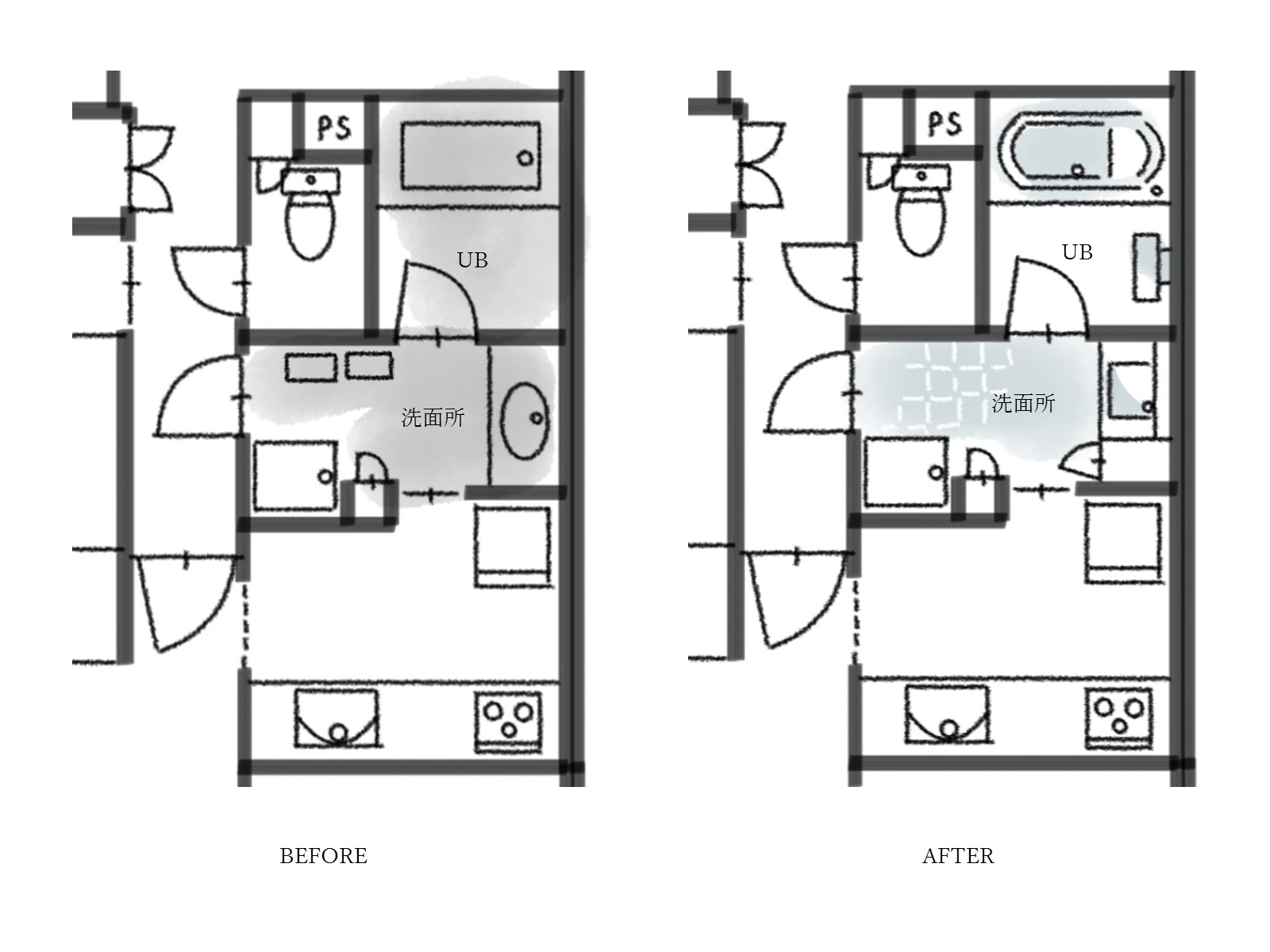 名古屋市西区のマンションリフォームのビフォーアフター図面