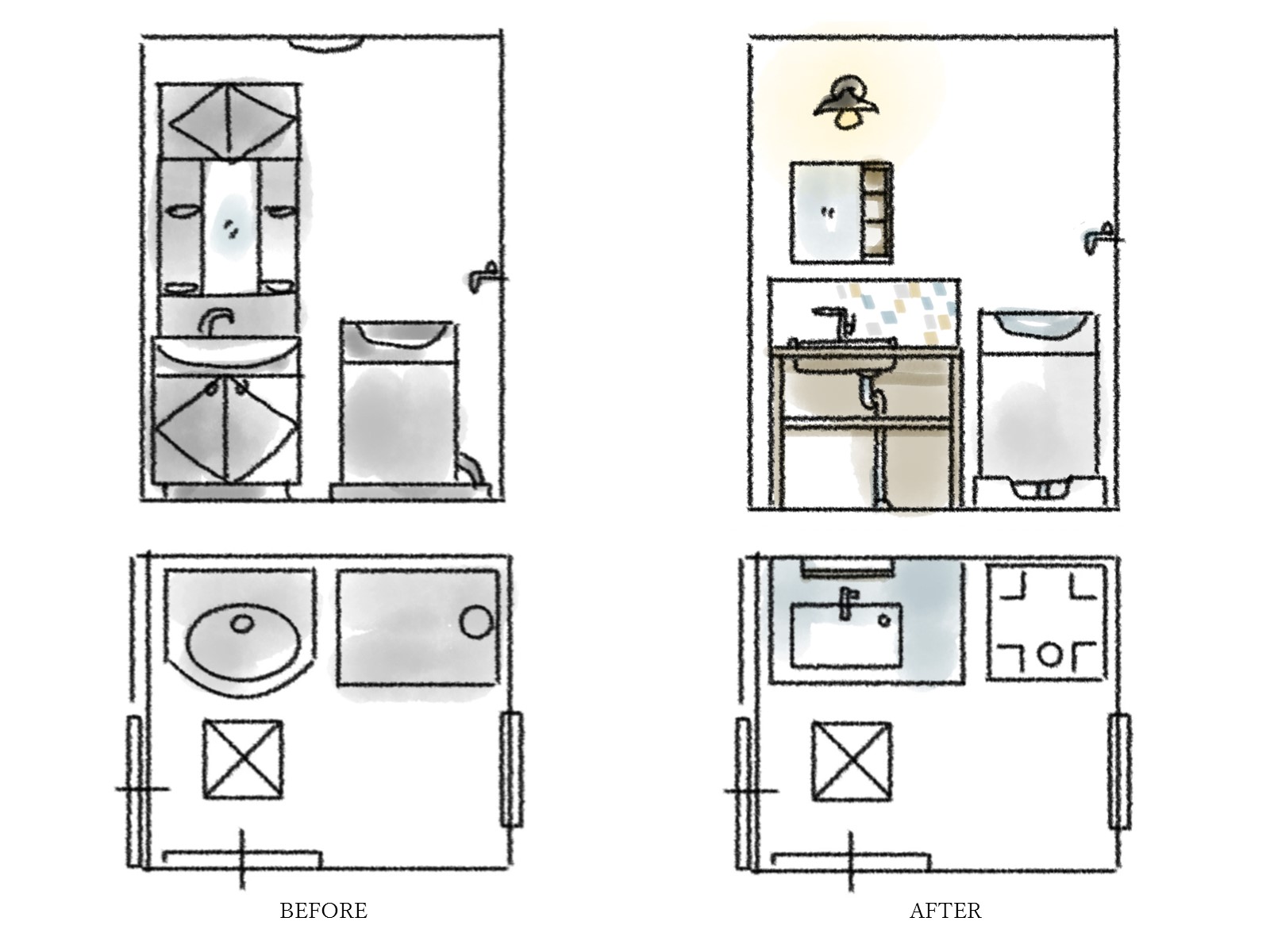 愛犬にもやさしく、カントリーな造作洗面台